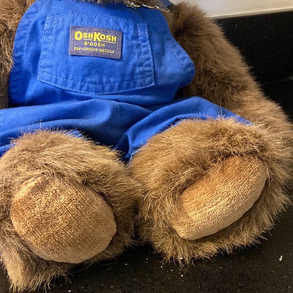 BIG Teddy Bear Jointed Wearing Adorable OshKosh Overalls Vintage Country - Picture 3 of 10